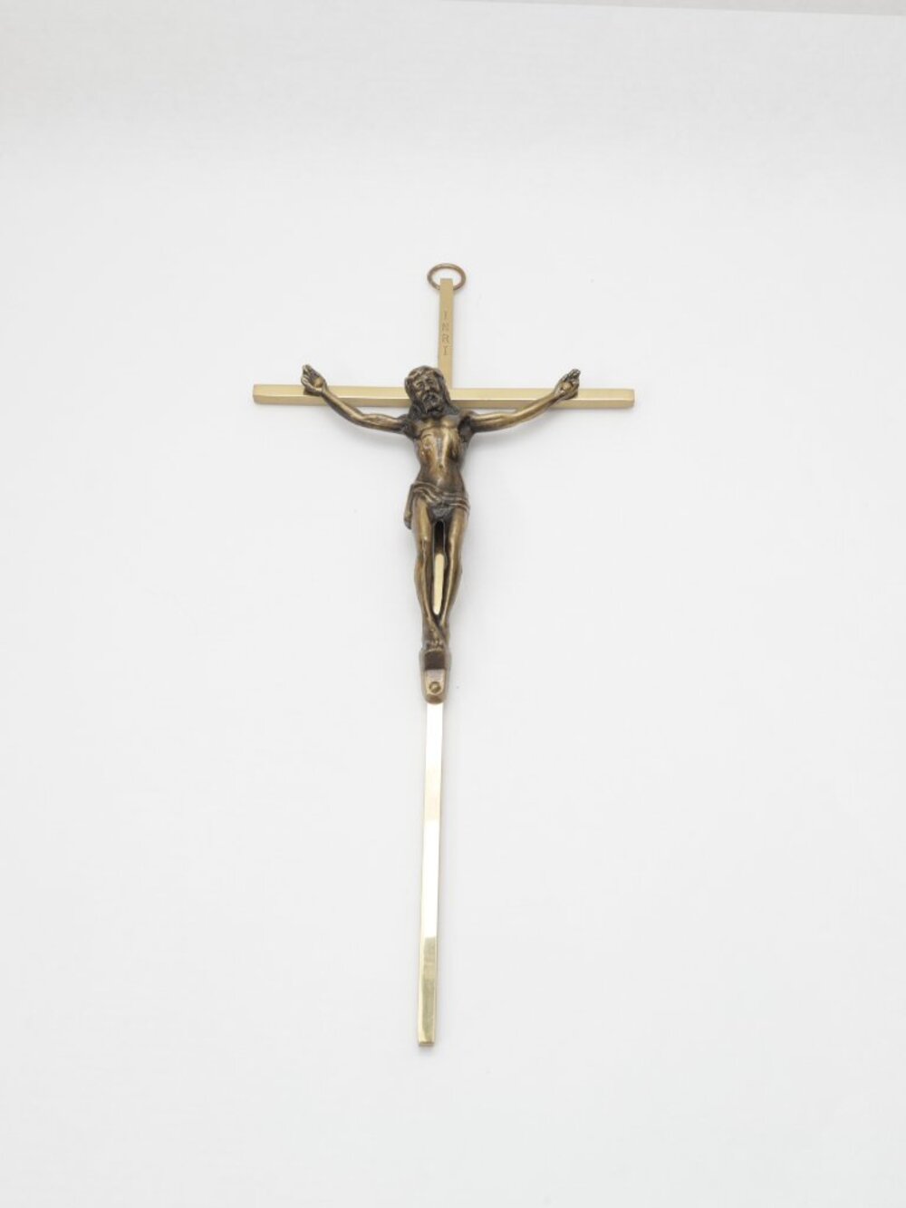 Brass Crucifix With Jesus On Cross Vintage Brass INRI Wall Hanging Religious